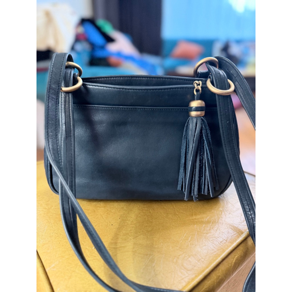 Tignanello Navy Leather shoulder Bag